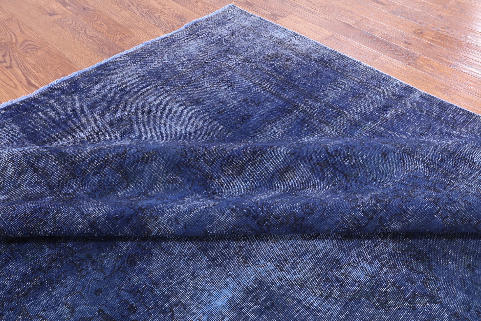 Blue Persian Overdyed Hand Knotted Wool Area Rug - 9' 7" X 12' 6" - Golden Nile
