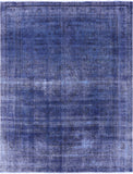 Blue Persian Overdyed Hand Knotted Wool Area Rug - 9' 7" X 12' 6" - Golden Nile