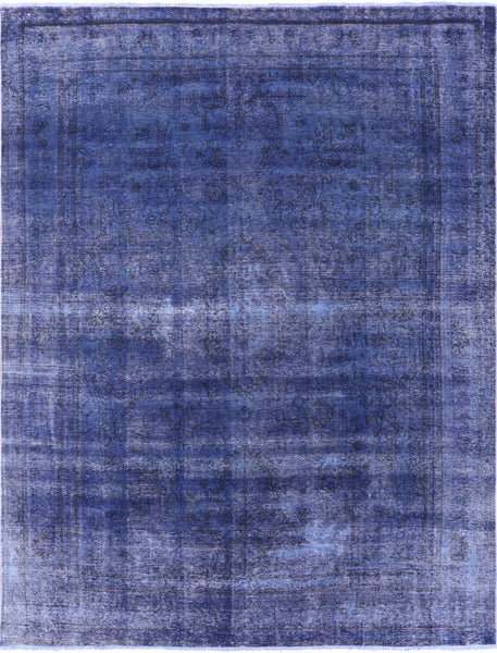 Blue Persian Overdyed Hand Knotted Wool Area Rug - 9' 7" X 12' 6" - Golden Nile