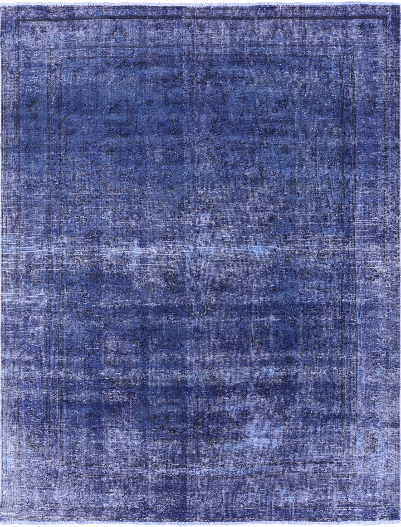Blue Persian Overdyed Hand Knotted Wool Area Rug - 9' 7" X 12' 6" - Golden Nile