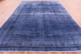 Blue Persian Overdyed Hand Knotted Wool Area Rug - 9' 7" X 12' 6" - Golden Nile