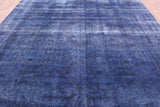 Blue Persian Overdyed Hand Knotted Wool Area Rug - 9' 7" X 12' 6" - Golden Nile