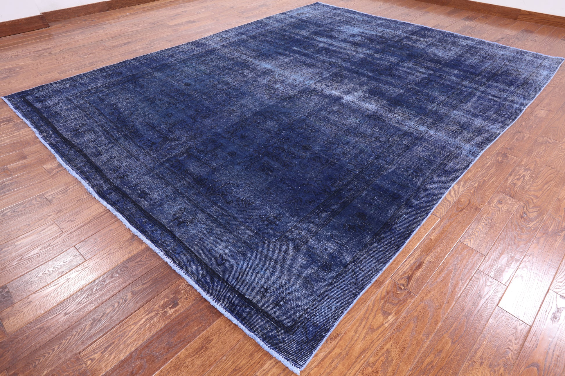 Blue Persian Overdyed Hand Knotted Wool Area Rug - 9' 7" X 12' 6" - Golden Nile