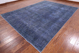 Blue Persian Overdyed Hand Knotted Wool Rug - 9' 6" X 12' 8" - Golden Nile