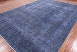 Blue Persian Overdyed Hand Knotted Wool Rug - 9' 6" X 12' 8" - Golden Nile