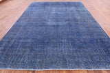 Blue Persian Overdyed Hand Knotted Wool Area Rug - 9' 6" X 12' 6" - Golden Nile