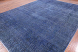 Blue Persian Overdyed Hand Knotted Wool Area Rug - 9' 6" X 12' 6" - Golden Nile