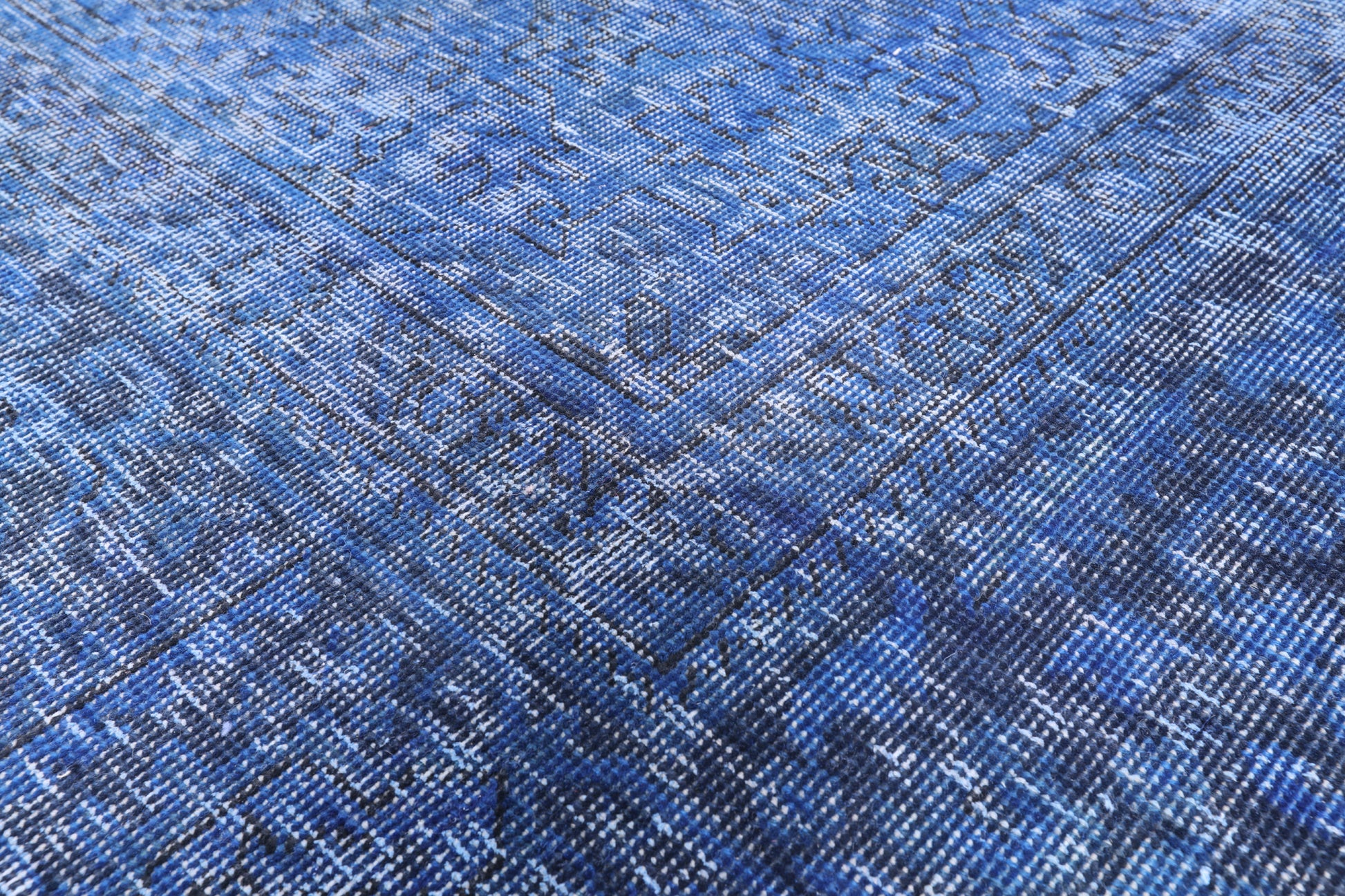 Blue Persian Overdyed Hand Knotted Wool Area Rug - 9' 6" X 12' 6" - Golden Nile