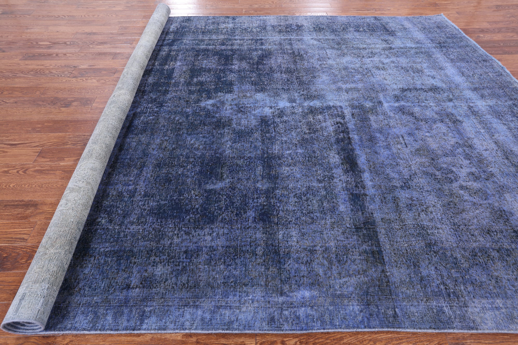 Blue Persian Overdyed Hand Knotted Wool Area Rug - 9' 5" X 12' 8" - Golden Nile