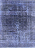 Blue Persian Overdyed Hand Knotted Wool Area Rug - 9' 5" X 12' 8" - Golden Nile