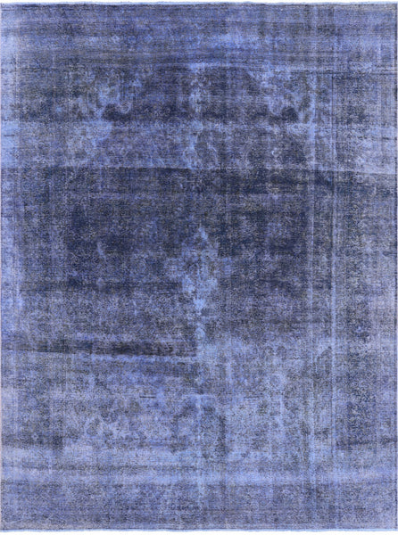 Blue Persian Overdyed Hand Knotted Wool Area Rug - 9' 5" X 12' 8" - Golden Nile