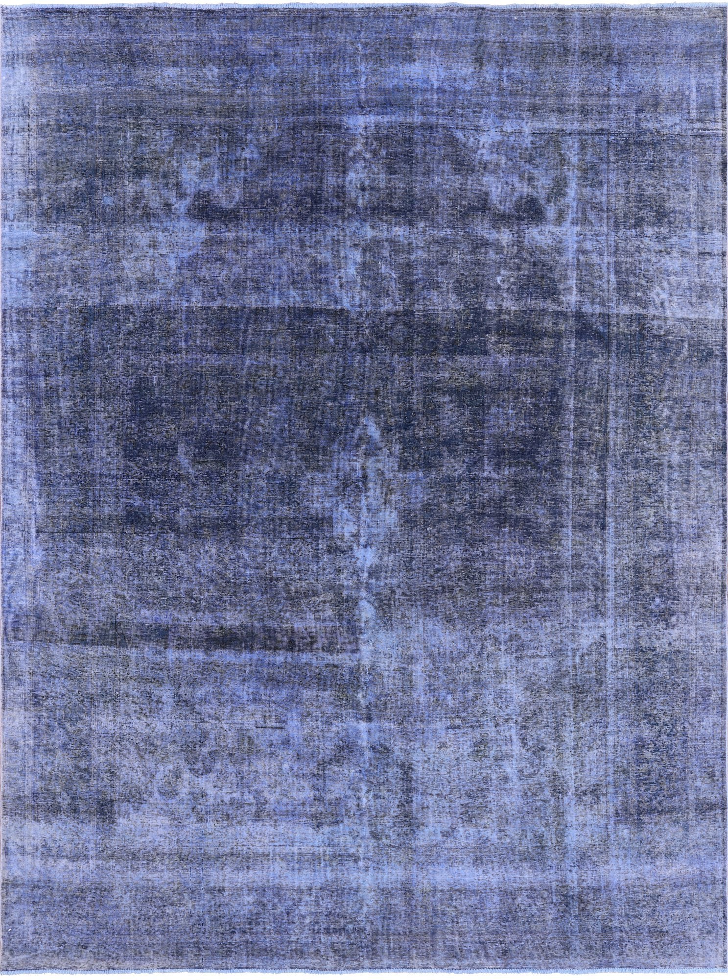 Blue Persian Overdyed Hand Knotted Wool Area Rug - 9' 5" X 12' 8" - Golden Nile