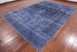 Blue Persian Overdyed Hand Knotted Wool Area Rug - 9' 5" X 12' 8" - Golden Nile