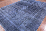 Blue Persian Overdyed Hand Knotted Wool Area Rug - 9' 5" X 12' 8" - Golden Nile