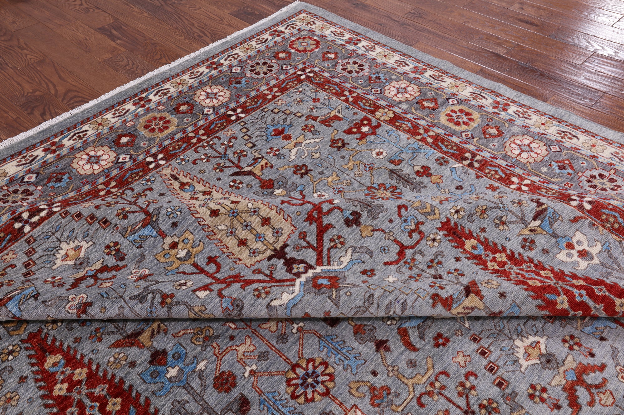 Grey Fine Serapi Hand Knotted Wool Area Rug - 10' 4" X 14' 0" - Golden Nile