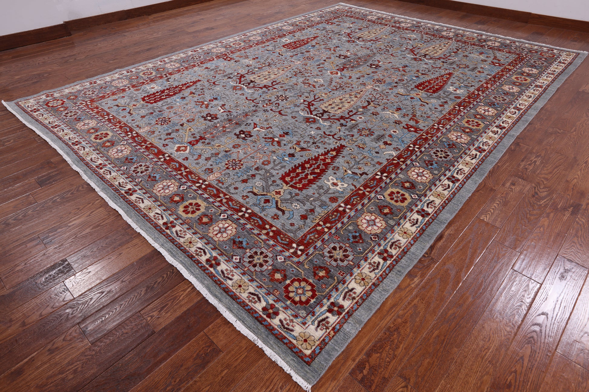 Grey Fine Serapi Hand Knotted Wool Area Rug - 10' 4" X 14' 0" - Golden Nile