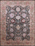 Grey Persian Wool & Silk Hand Knotted Area Rug - 8' 11" X 11' 9" - Golden Nile