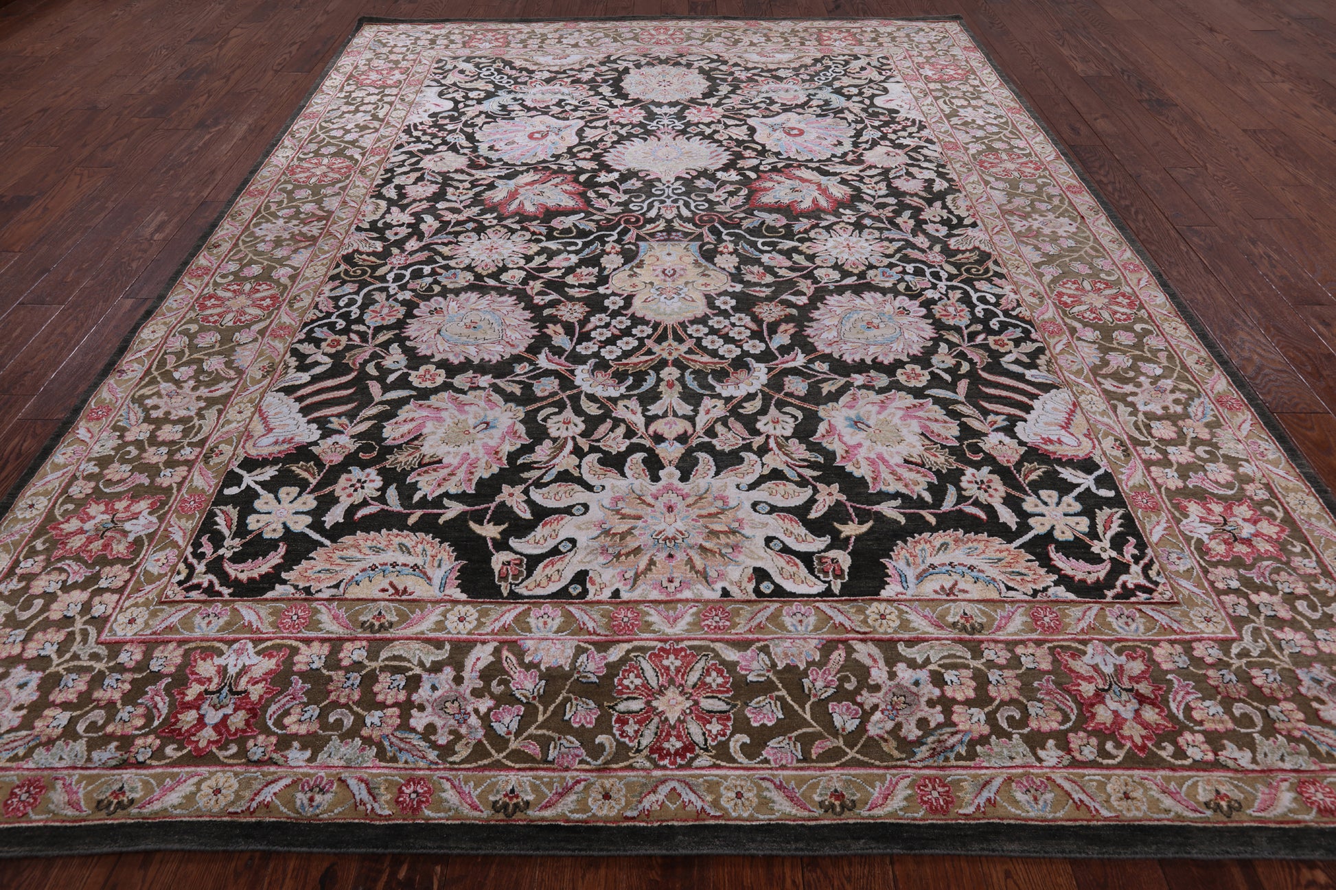 Grey Persian Wool & Silk Hand Knotted Area Rug - 8' 11" X 11' 9" - Golden Nile