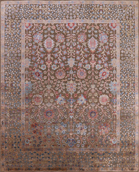 Pure Silk With Oxidized Wool Hand Knotted Area Rug - 8' X 9' 9" - Golden Nile