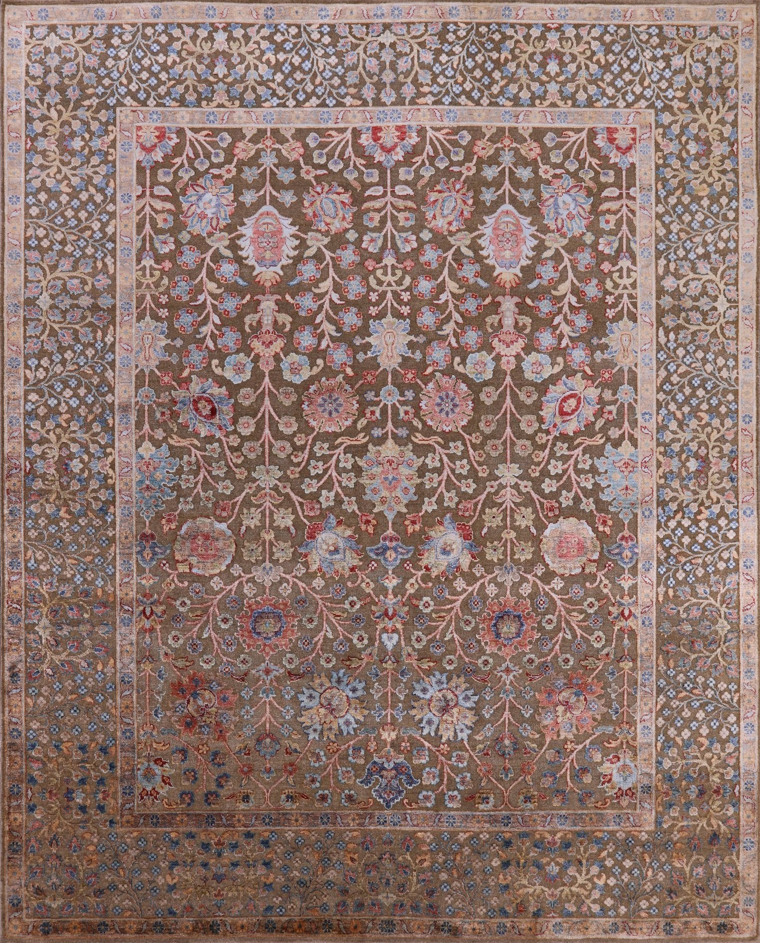 Pure Silk With Oxidized Wool Hand Knotted Area Rug - 8' X 9' 9" - Golden Nile