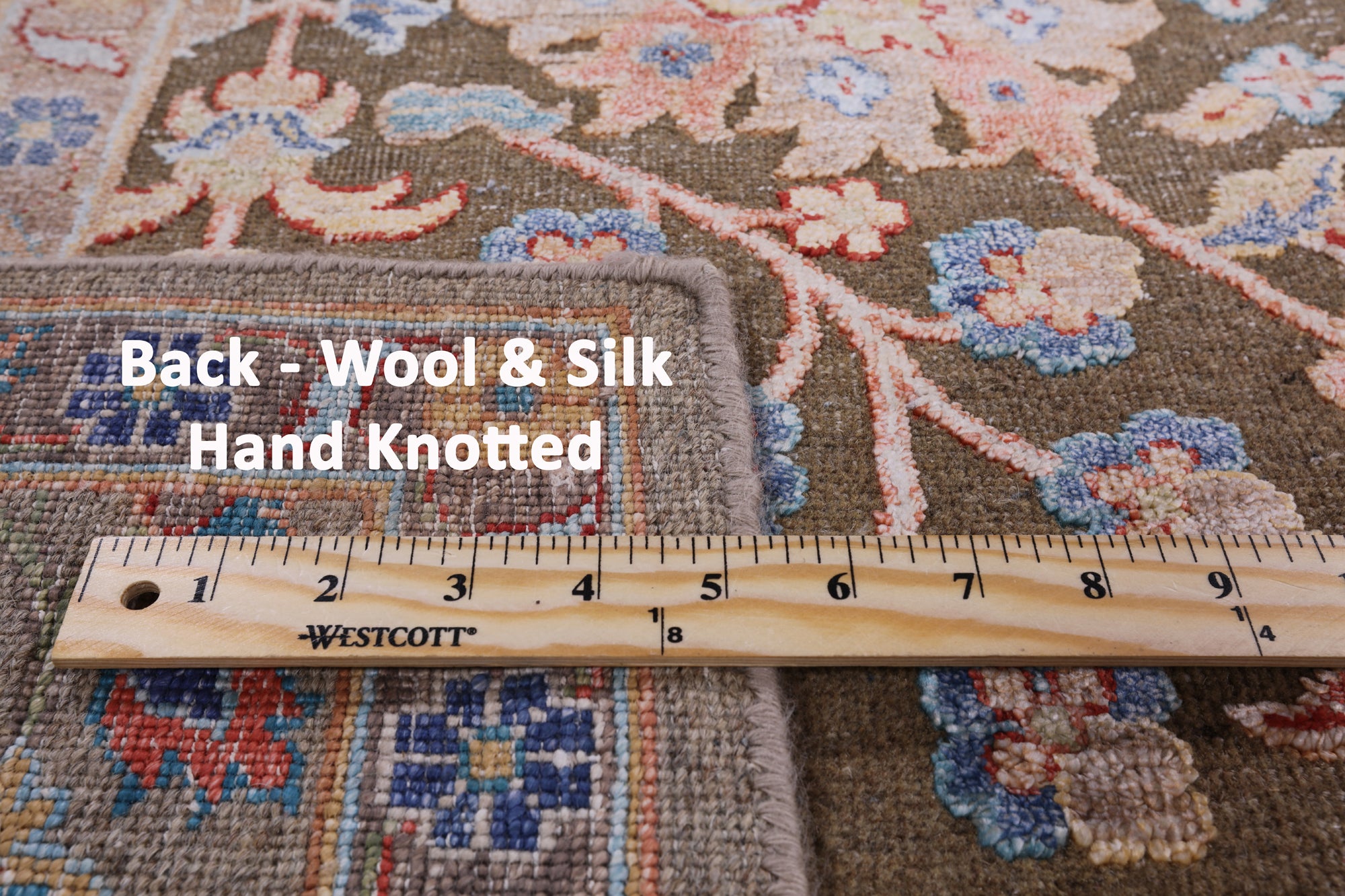 Pure Silk With Oxidized Wool Hand Knotted Area Rug - 8' X 9' 9" - Golden Nile