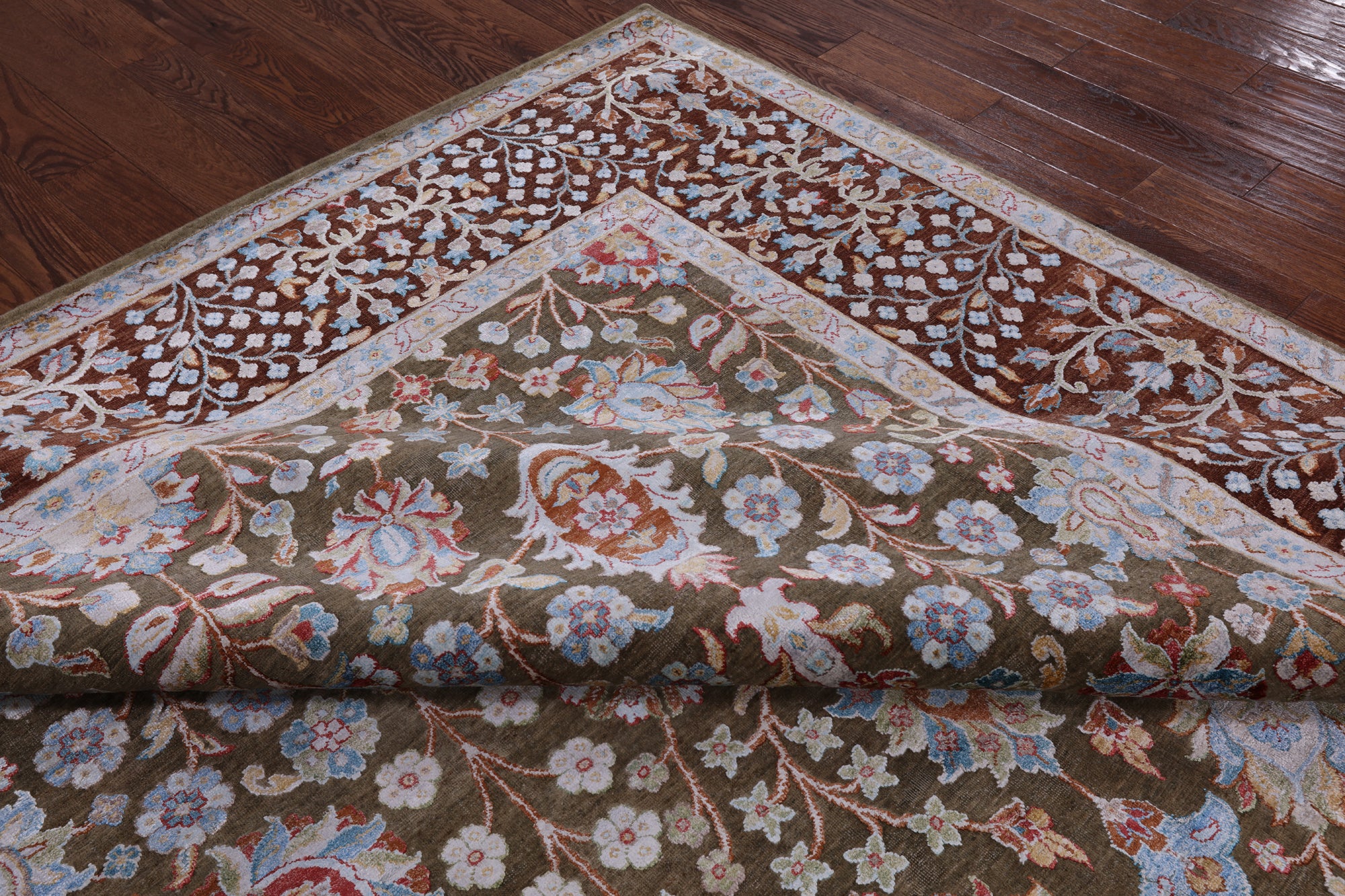 Persian Hand Knotted Wool & Silk Area Rug - 8' 11" X 11' 10" - Golden Nile