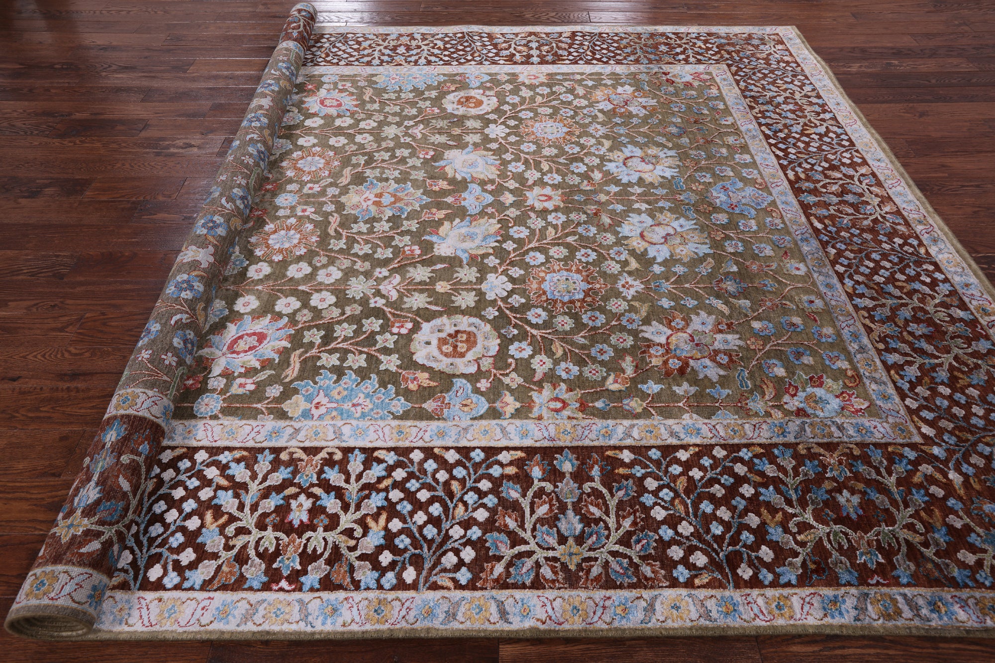 Persian Hand Knotted Wool & Silk Area Rug - 8' 11" X 11' 10" - Golden Nile