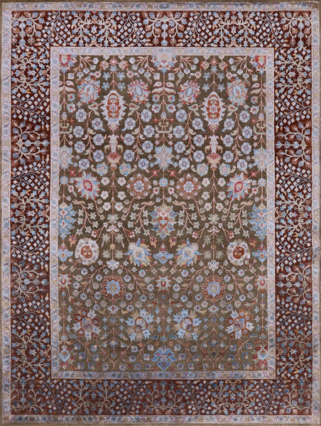 Persian Hand Knotted Wool & Silk Area Rug - 8' 11" X 11' 10" - Golden Nile