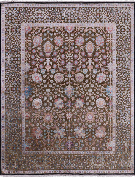 Pure Silk With Oxidized Wool Handmade Area Rug - 8' 1" X 10' 0" - Golden Nile