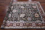 Grey Pure Silk With Oxidized Wool Hand Knotted Area Rug - 5' 7" X 7' 8" - Golden Nile
