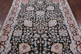 Grey Pure Silk With Oxidized Wool Hand Knotted Area Rug - 5' 7" X 7' 8" - Golden Nile