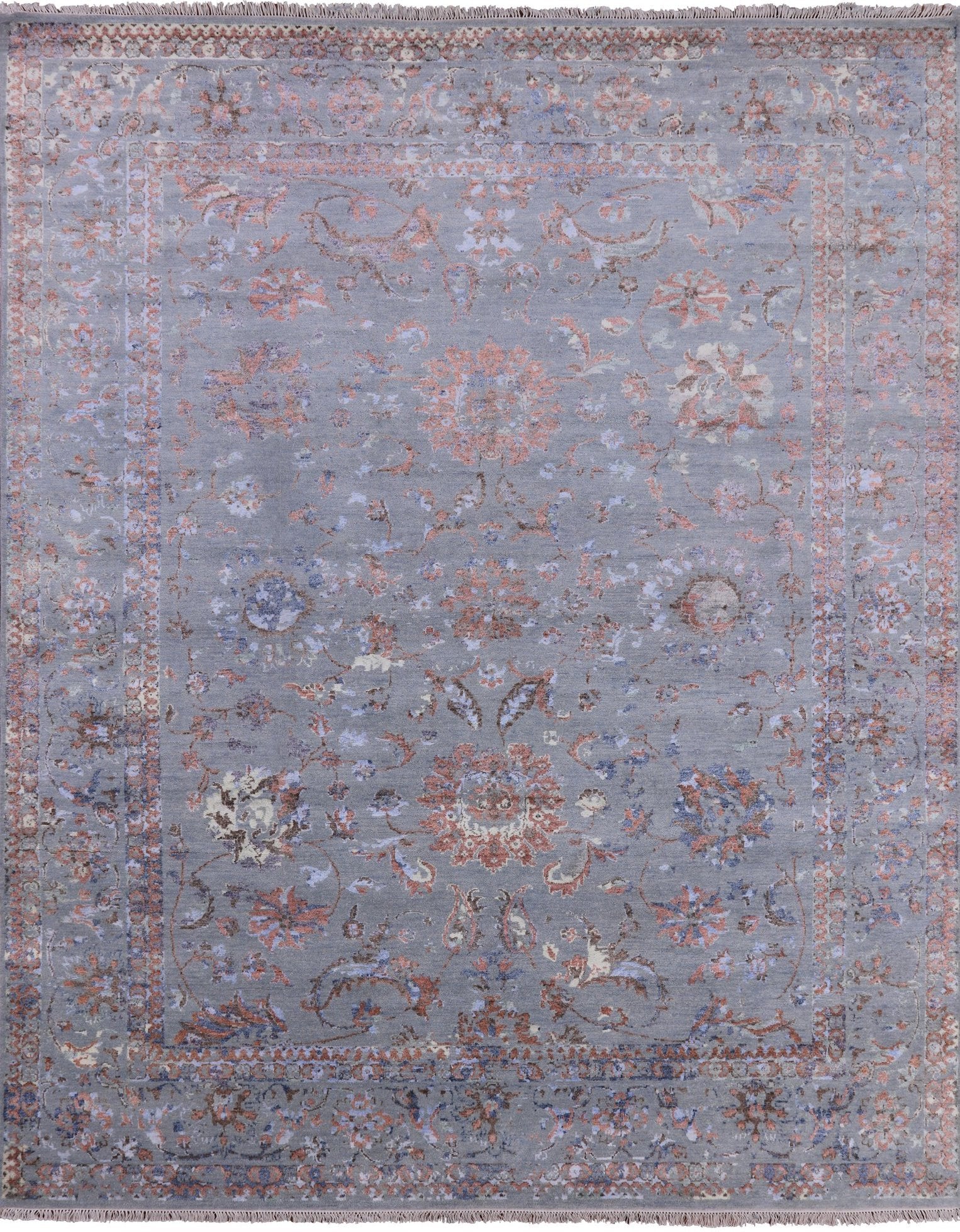 Contemporary Hand Knotted Wool & Silk Area Rug - 8' 1" X 10' 0" - Golden Nile