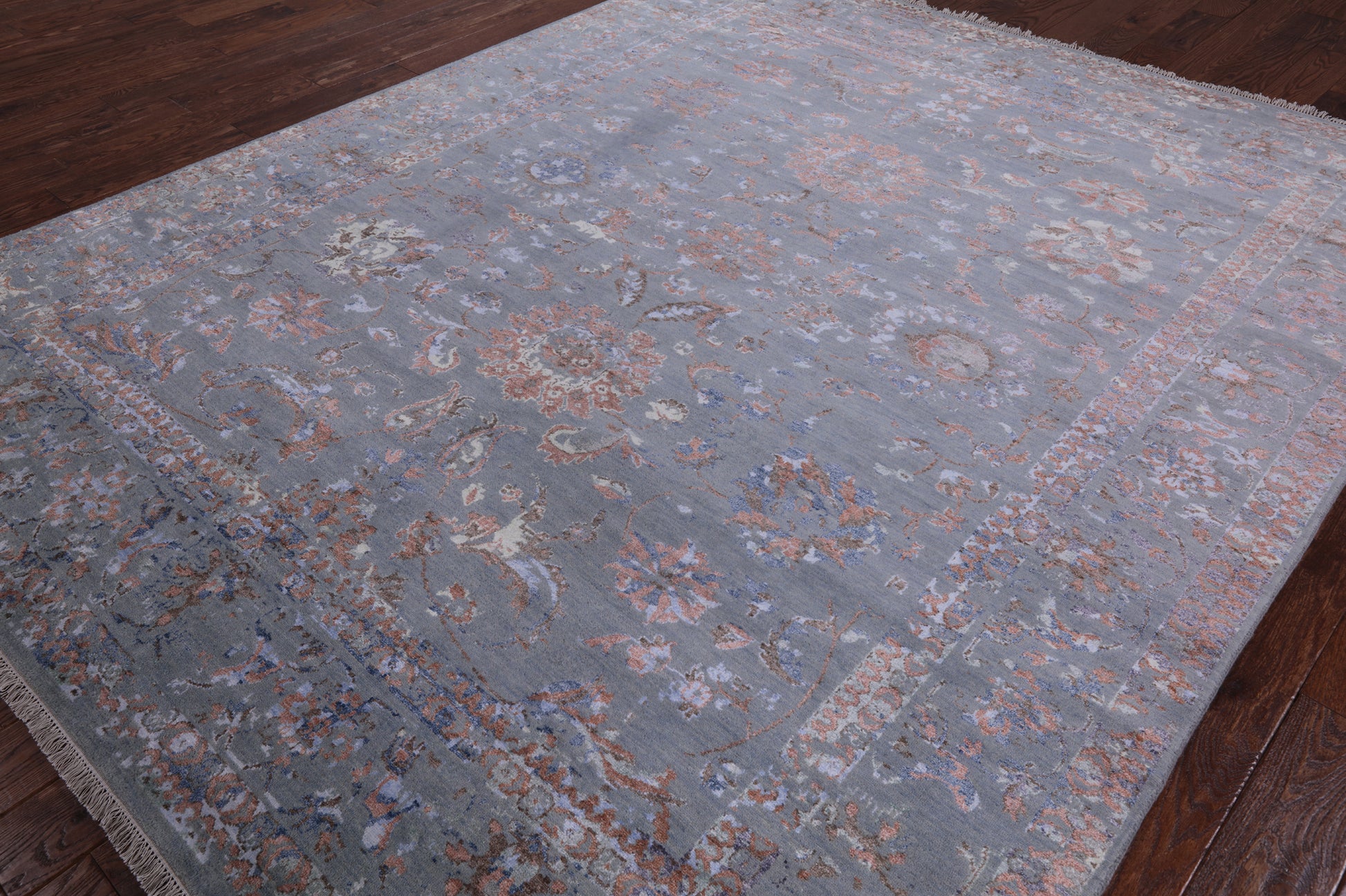 Contemporary Hand Knotted Wool & Silk Area Rug - 8' 1" X 10' 0" - Golden Nile