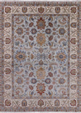 Blue Peshawar Hand Knotted Wool Area Rug - 9' 0" X 12' 0" - Golden Nile