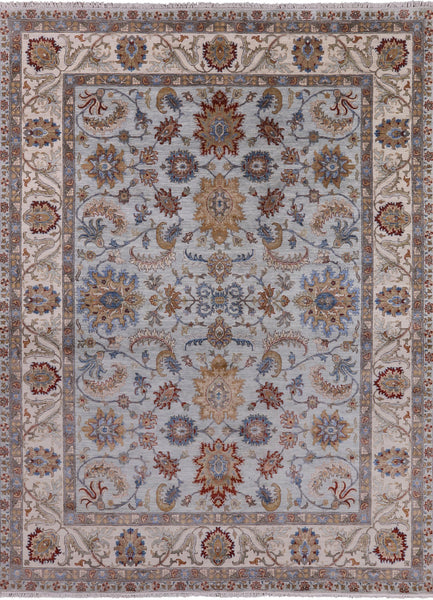 Blue Peshawar Hand Knotted Wool Area Rug - 9' 0" X 12' 0" - Golden Nile