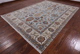 Blue Peshawar Hand Knotted Wool Area Rug - 9' 0" X 12' 0" - Golden Nile