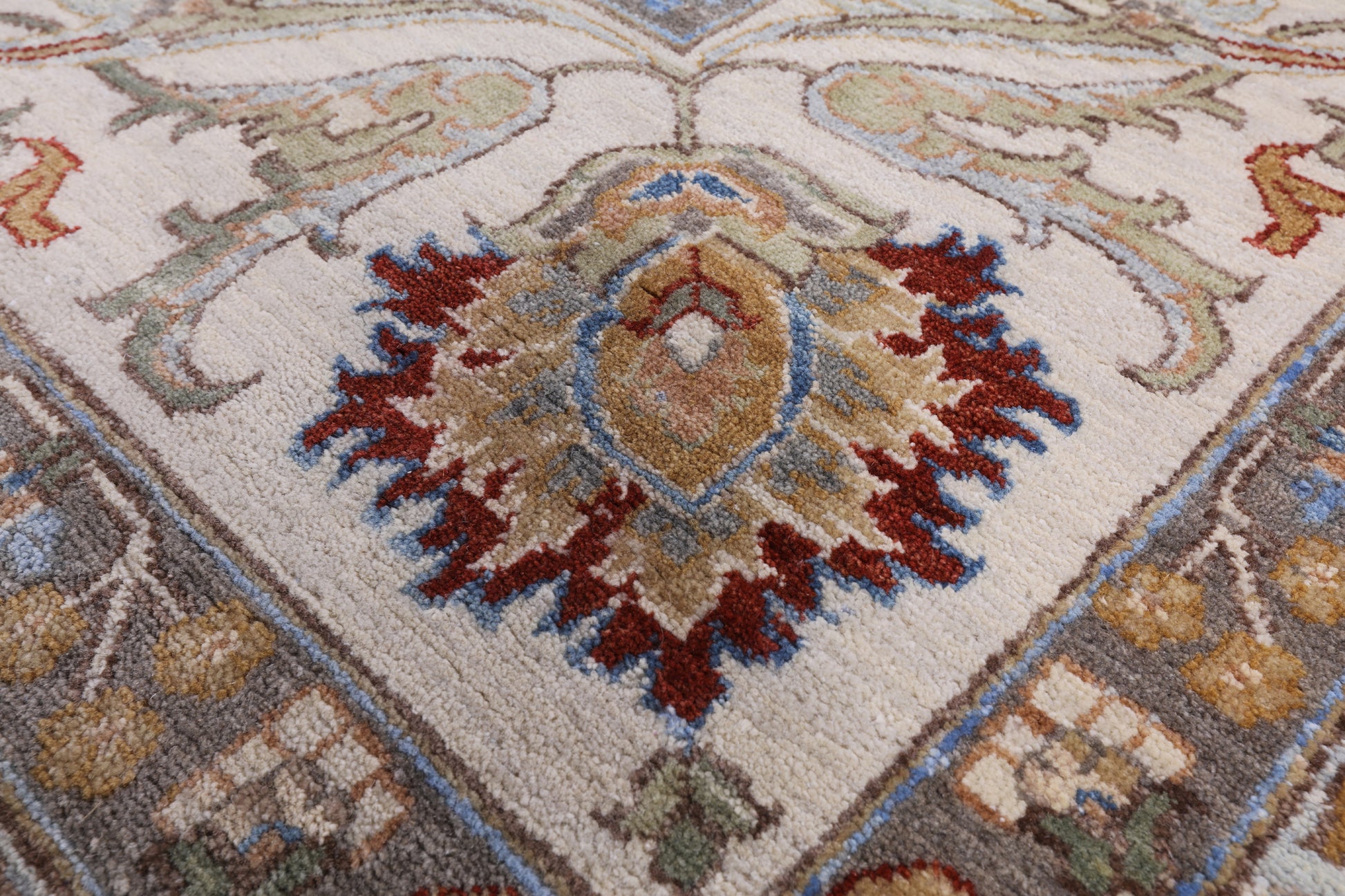 Blue Peshawar Hand Knotted Wool Area Rug - 9' 0" X 12' 0" - Golden Nile