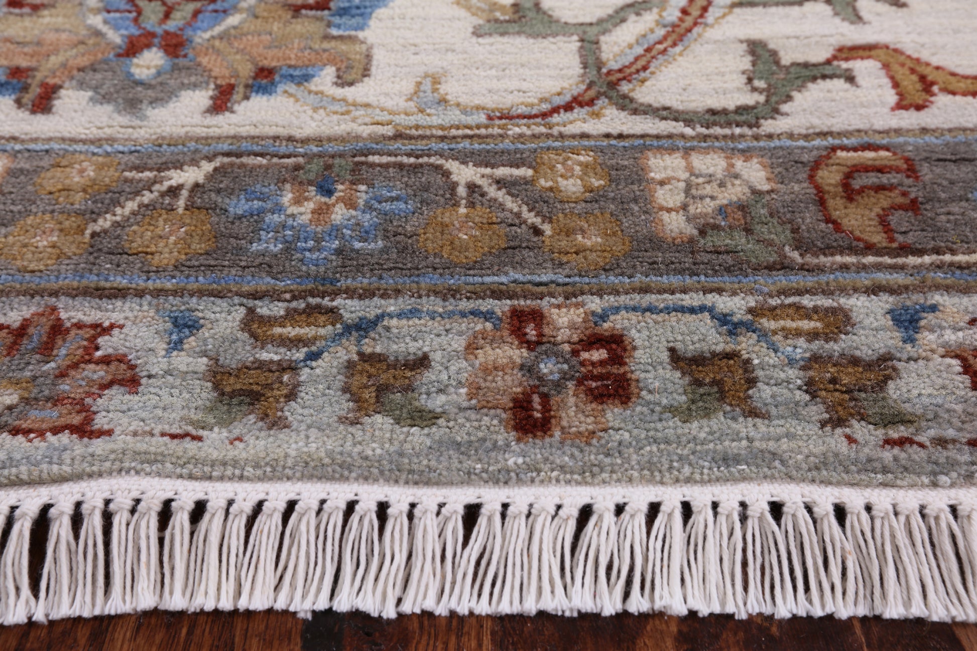 Blue Peshawar Hand Knotted Wool Area Rug - 9' 0" X 12' 0" - Golden Nile