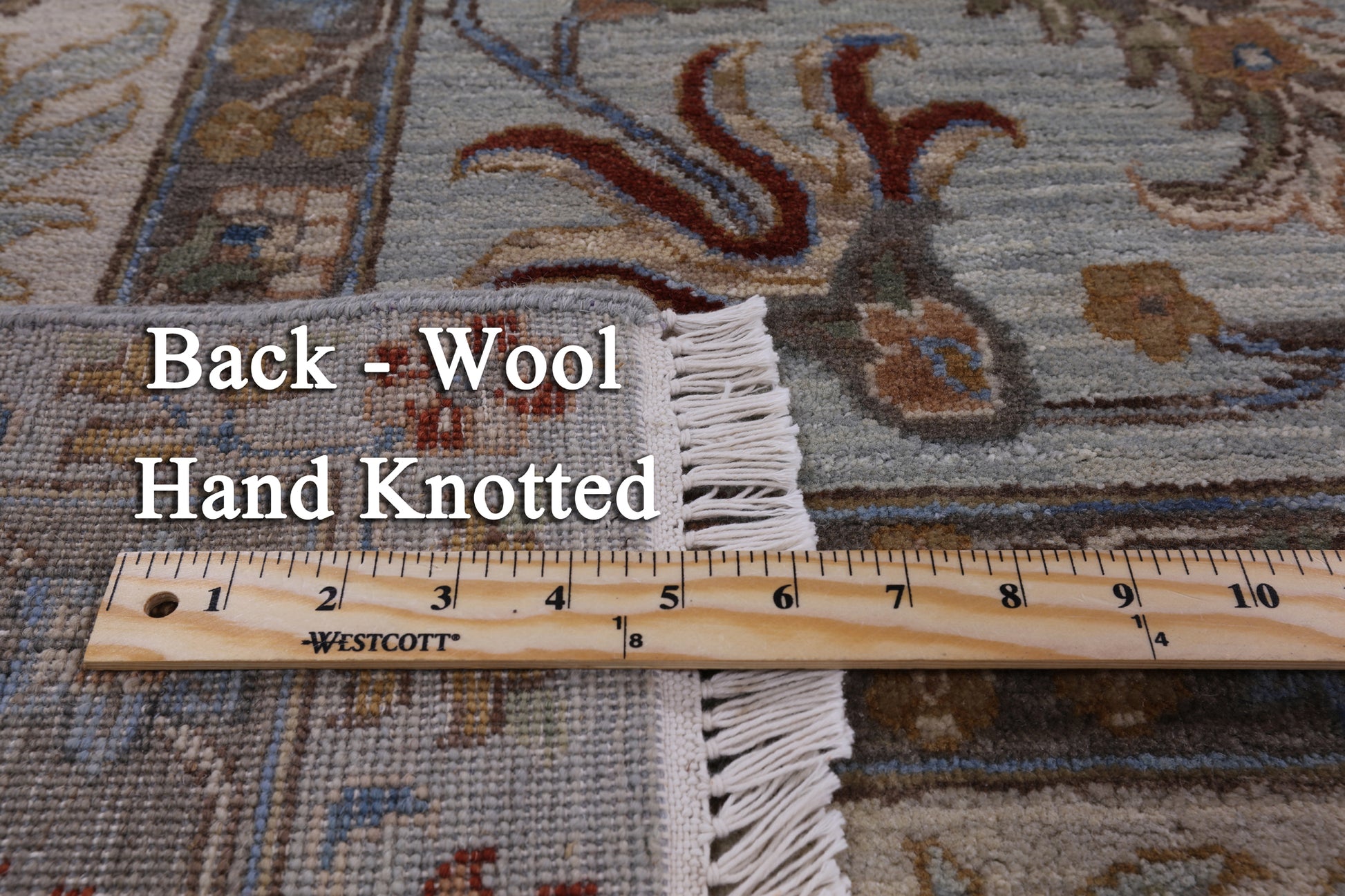 Blue Peshawar Hand Knotted Wool Area Rug - 9' 0" X 12' 0" - Golden Nile