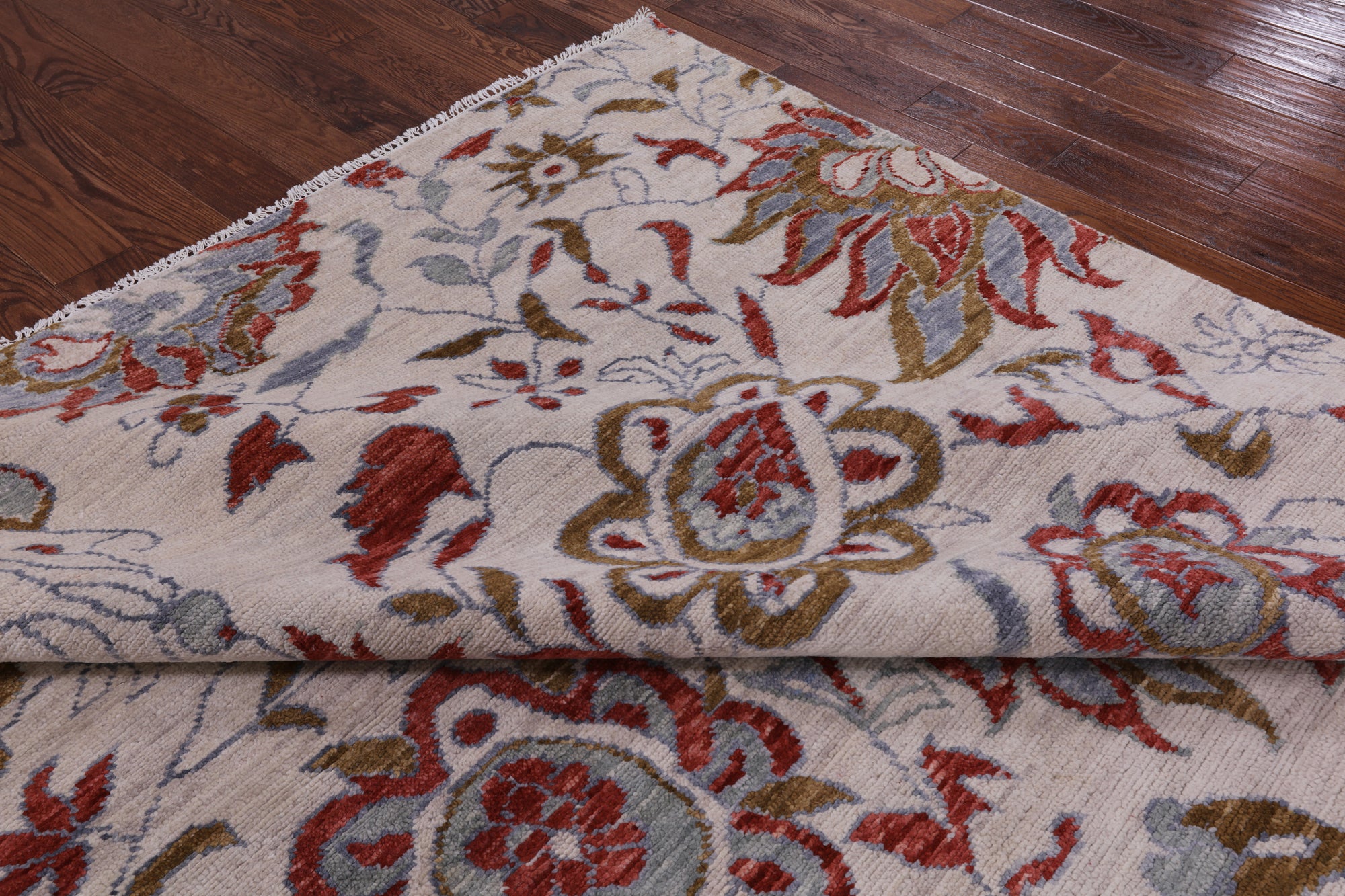Ivory Modern Hand Knotted Wool Area Rug - 8' 0" X 10' 2" - Golden Nile