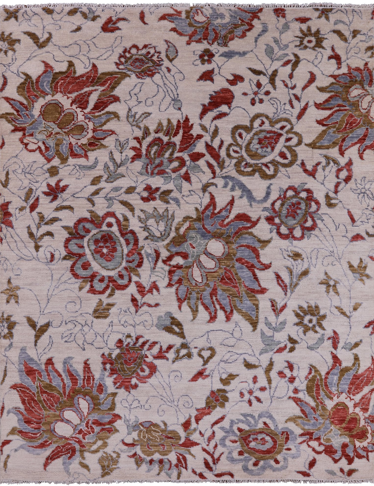 Ivory Modern Hand Knotted Wool Area Rug - 8' 0" X 10' 2" - Golden Nile