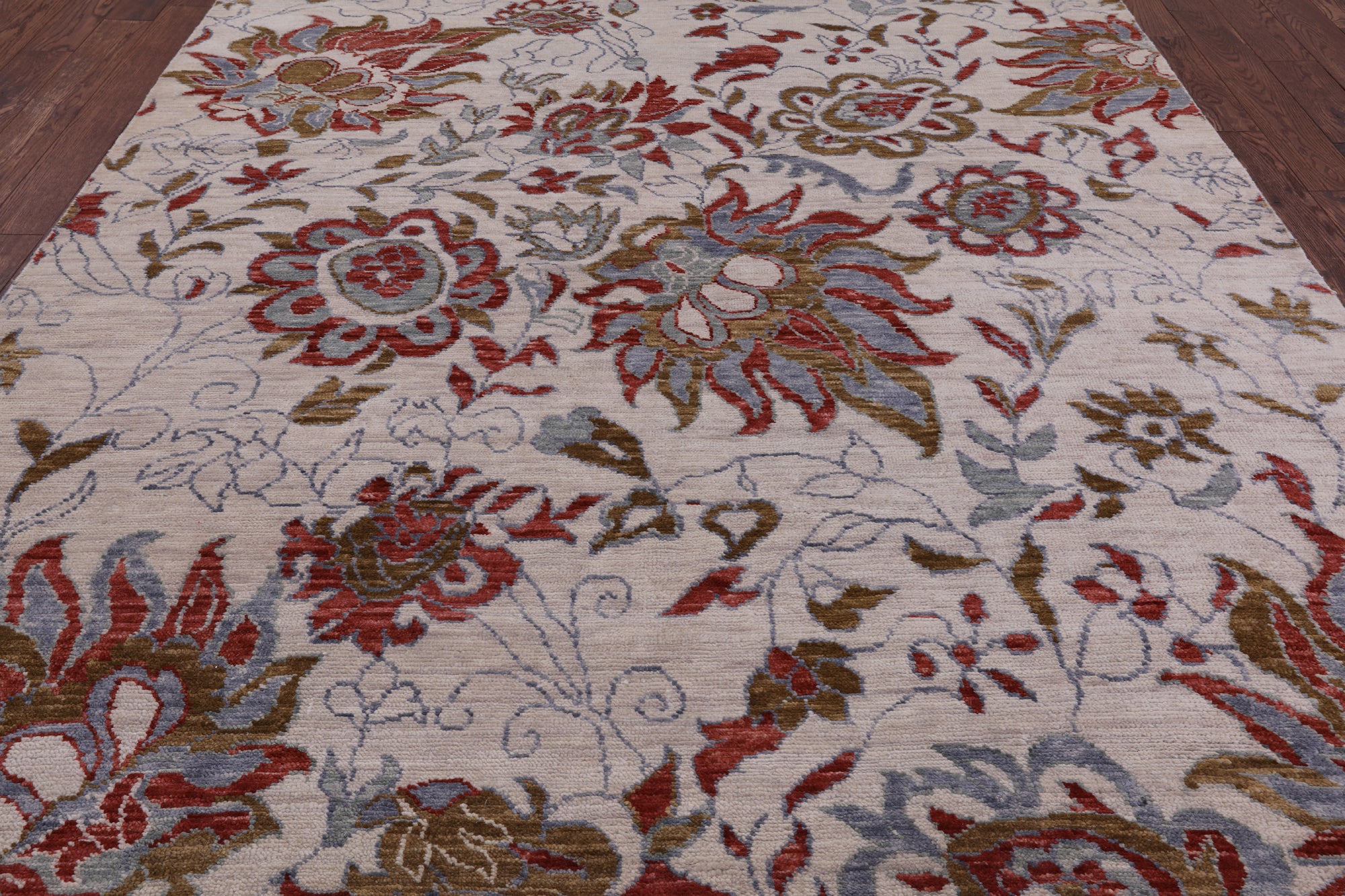 Ivory Modern Hand Knotted Wool Area Rug - 8' 0" X 10' 2" - Golden Nile