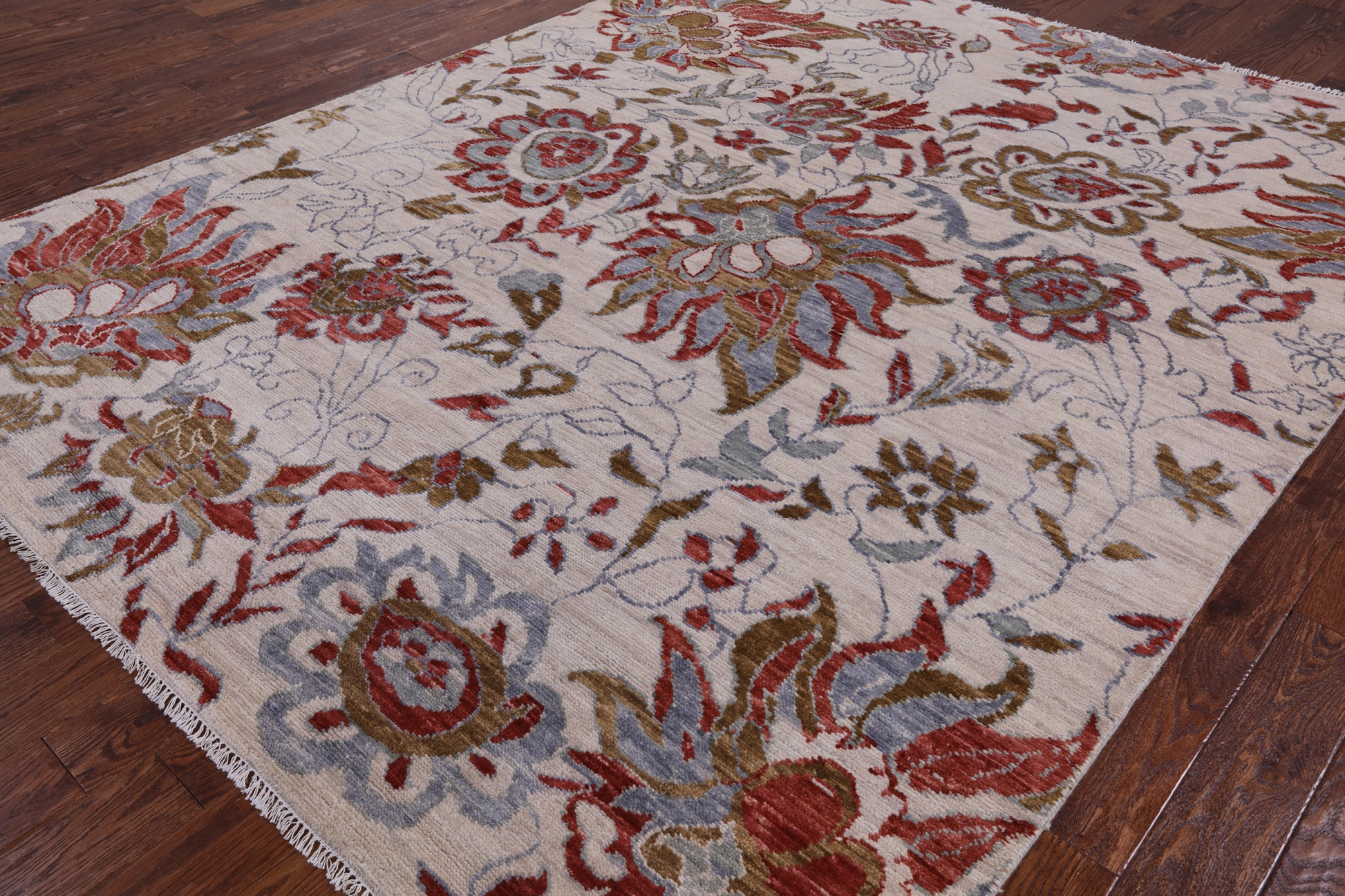Ivory Modern Hand Knotted Wool Area Rug - 8' 0" X 10' 2" - Golden Nile