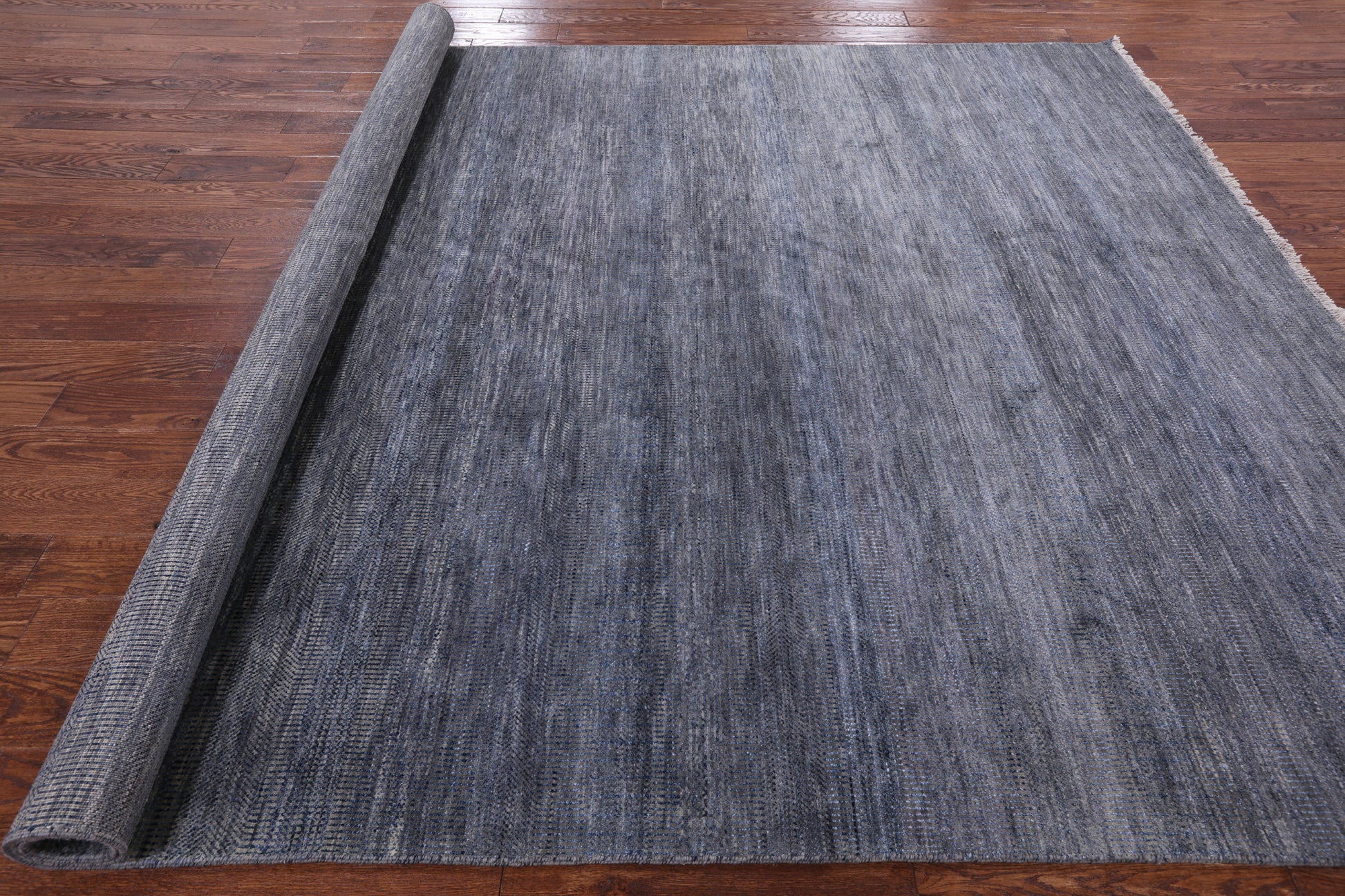 Grey Savannah Grass Handmade Wool & Silk Rug - 8' 3" X 10' 0" - Golden Nile