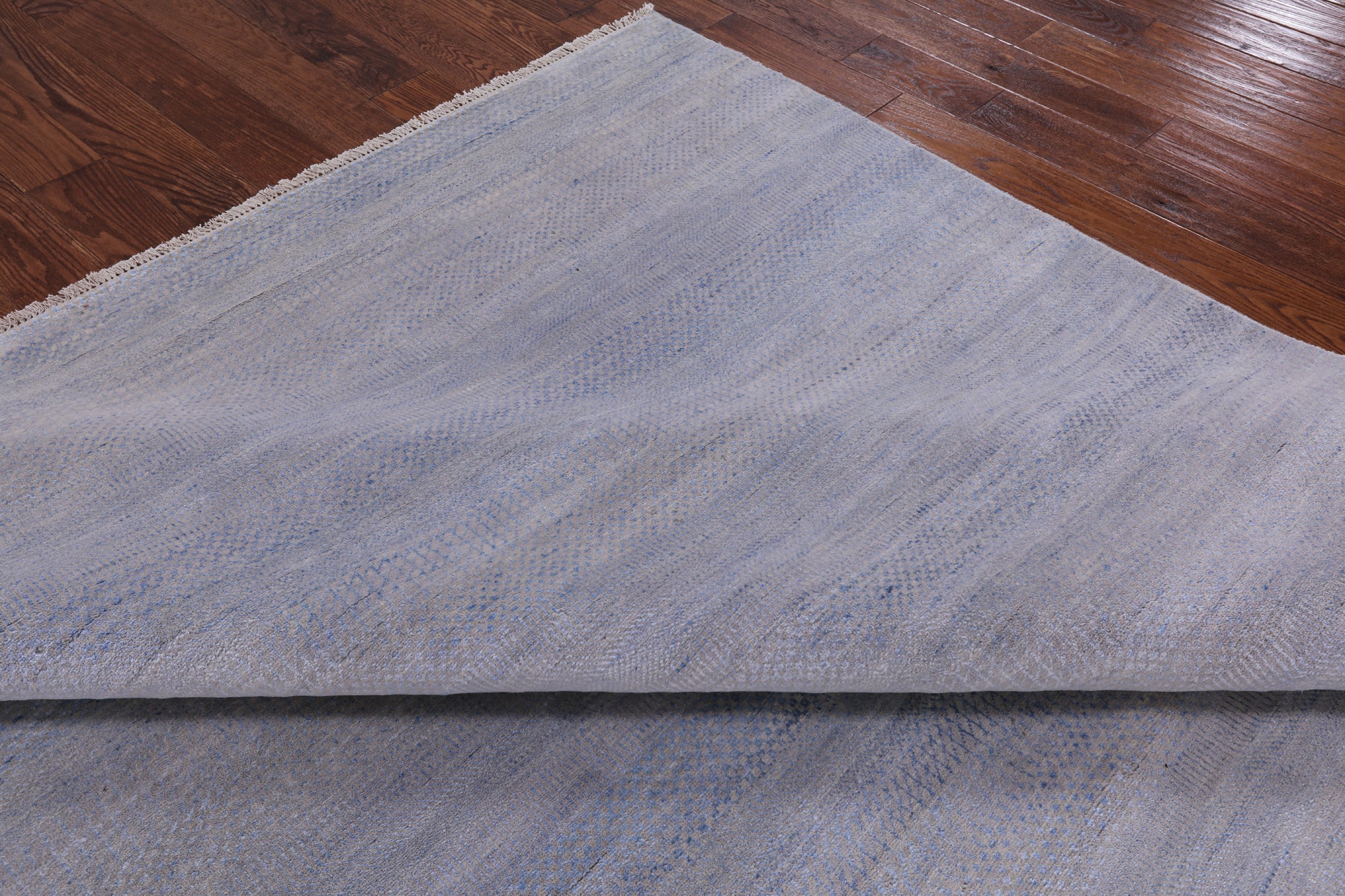 Grey Savannah Grass Hand Knotted Wool & Silk Rug - 7' 11" X 9' 9" - Golden Nile