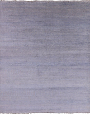 Grey Savannah Grass Hand Knotted Wool & Silk Rug - 7' 11