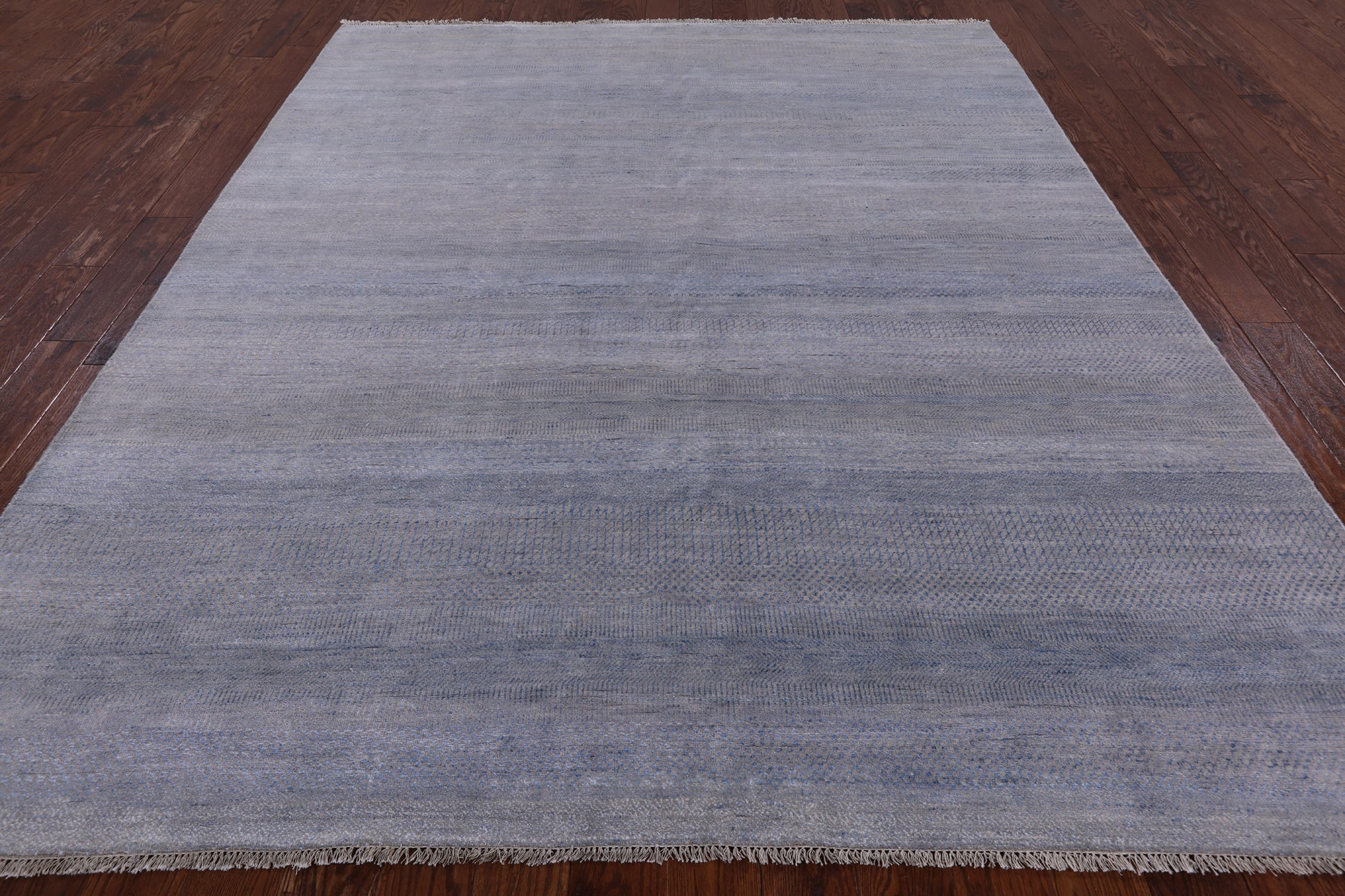 Grey Savannah Grass Hand Knotted Wool & Silk Rug - 7' 11" X 9' 9" - Golden Nile