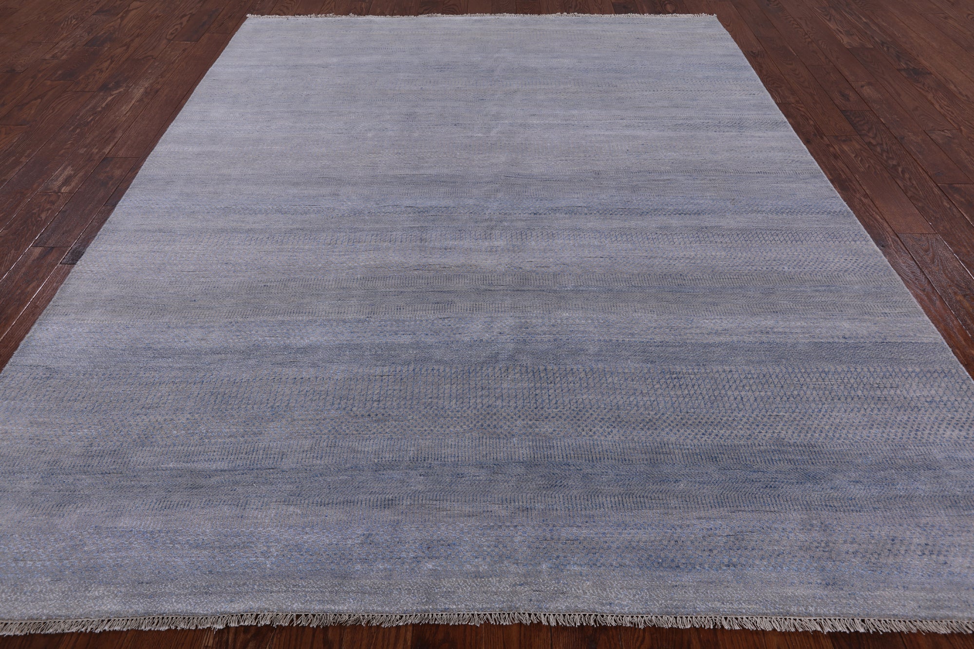 Grey Savannah Grass Hand Knotted Wool & Silk Rug - 7' 11" X 9' 9" - Golden Nile
