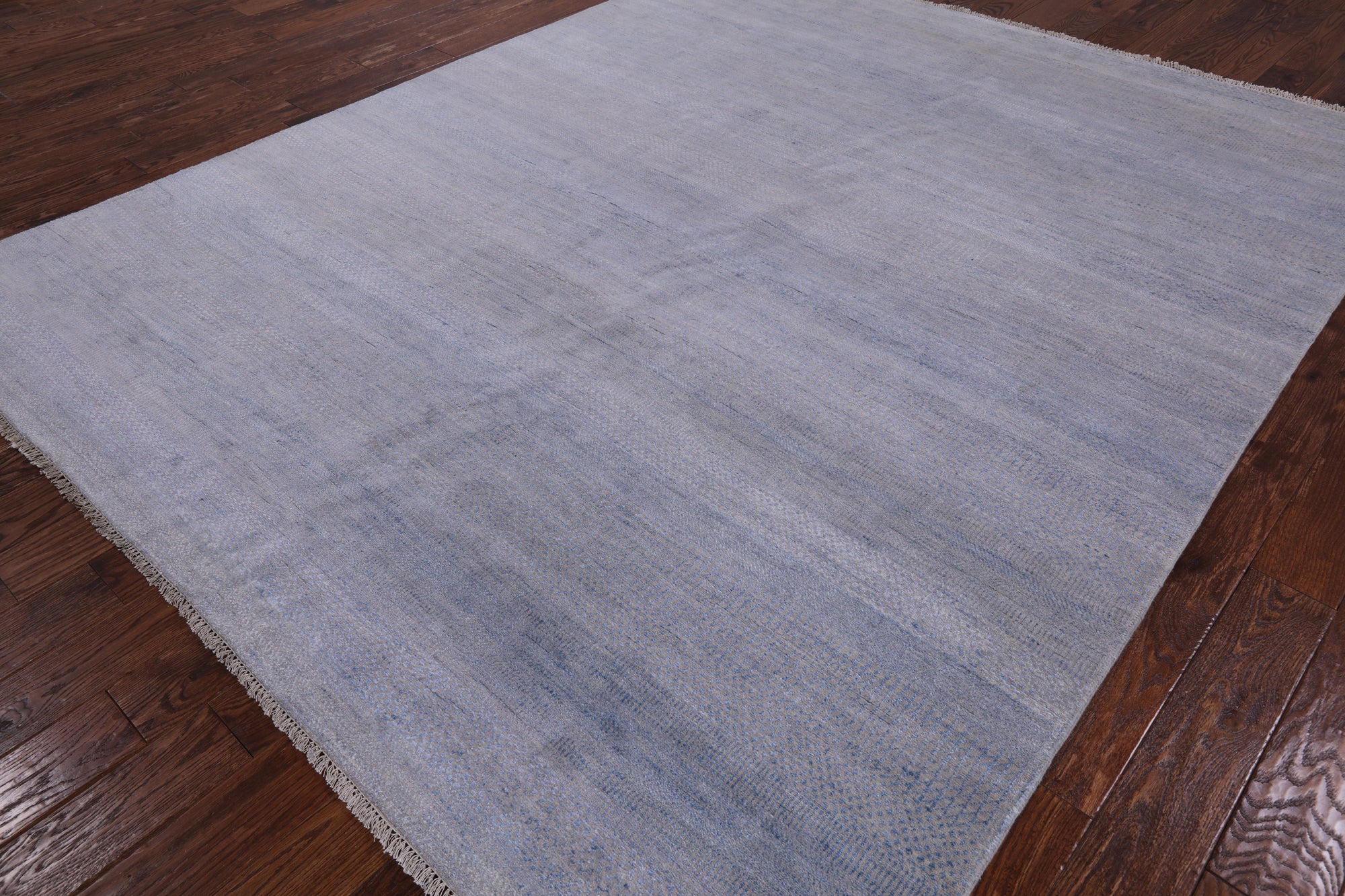 Grey Savannah Grass Hand Knotted Wool & Silk Rug - 7' 11" X 9' 9" - Golden Nile