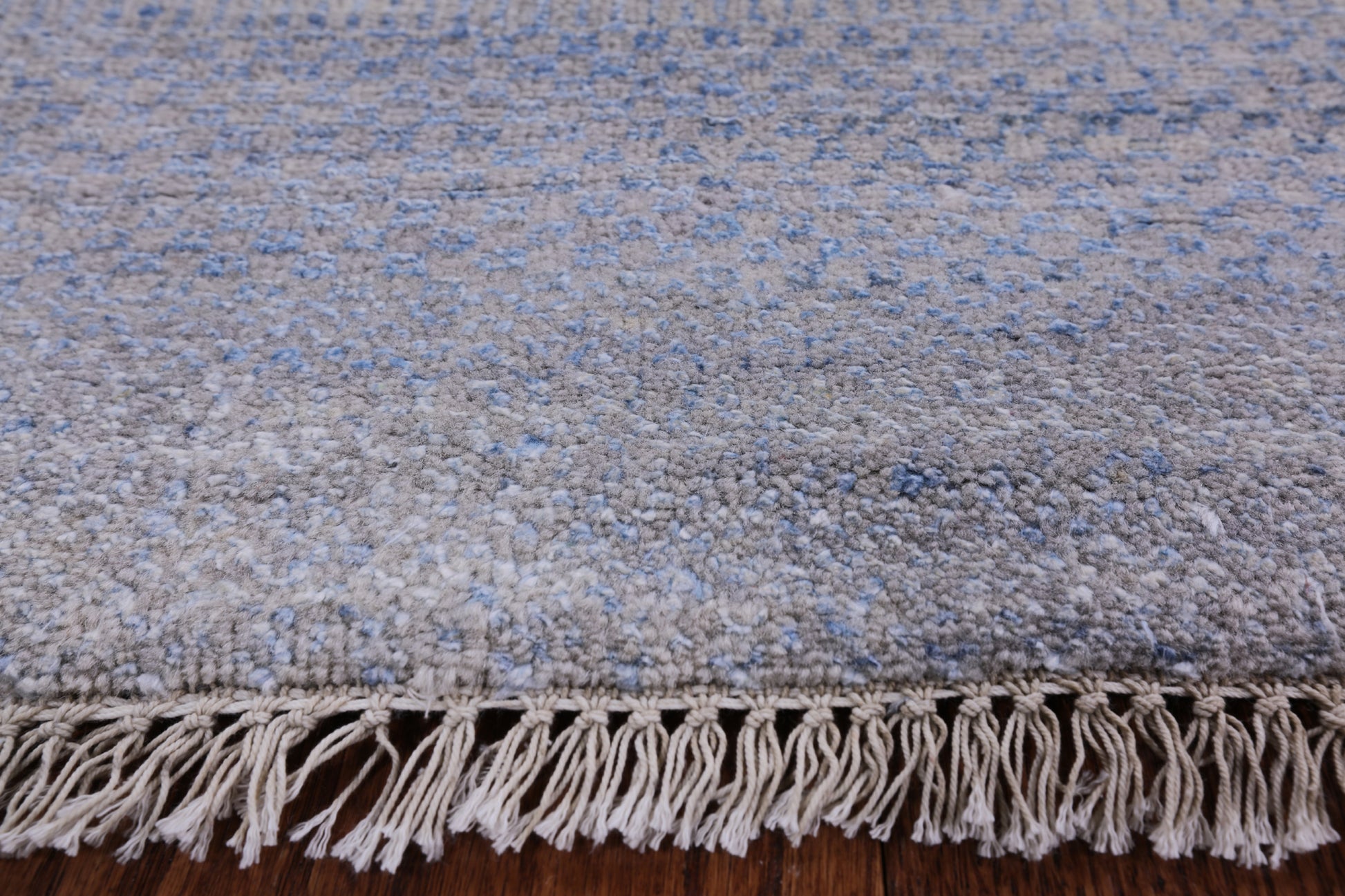 Grey Savannah Grass Hand Knotted Wool & Silk Rug - 7' 11" X 9' 9" - Golden Nile
